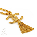 Chanel | Textured CC Tassel Necklace & Earrings Set – product image 2