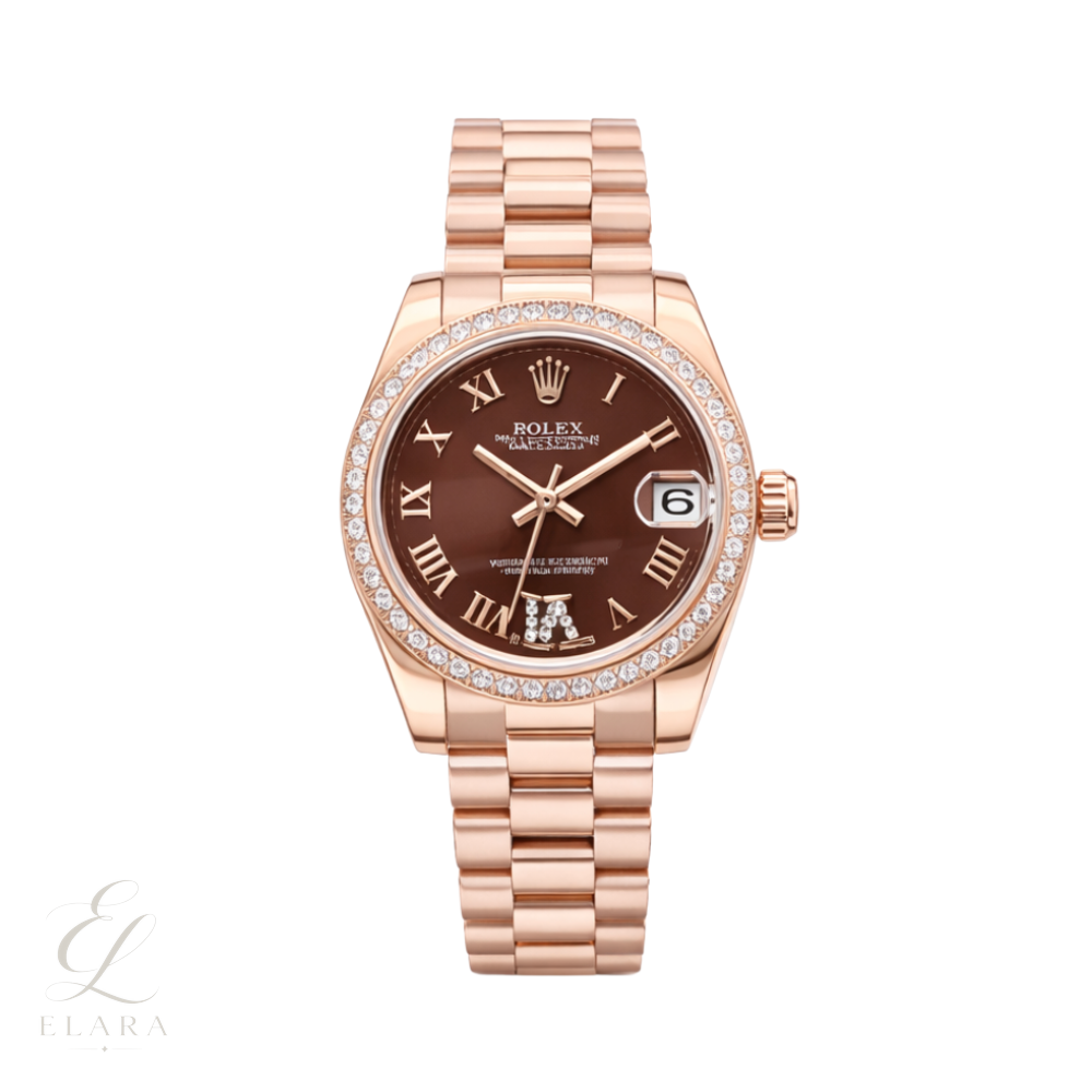 Rolex | Datejust Chocolate Roman Diamond Bezel Watch – product image 1