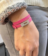 Messika | Leather Double Wrap Bracelet Pink Diamonds – product image 5