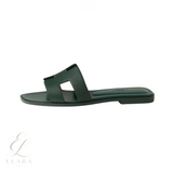 Hermès | Oran Green Calfskin Slides – product image 1