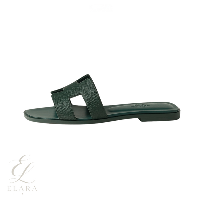 Hermès | Oran Green Calfskin Slides – product image 1