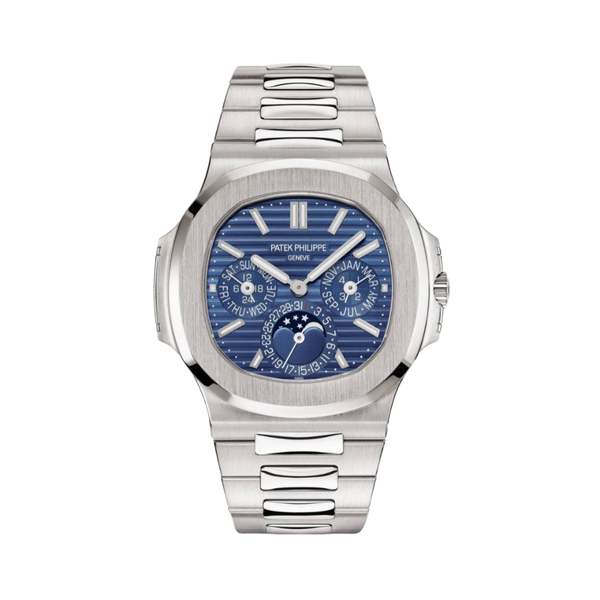 Patek Philippe | Nautilus Blue Dial Silver Tone Watch – White Gold, White