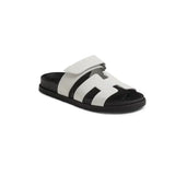 Hermès | Chypre White Leather Slides – product image 3