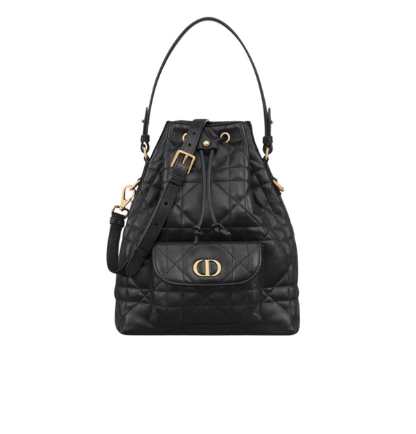 Dior | Caro Bucket Black Macrocannage Lambskin Bag